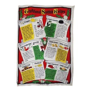 Vintage Fast Colours Linen Kitchen Tea Towel Traditional Scottish Recipes
